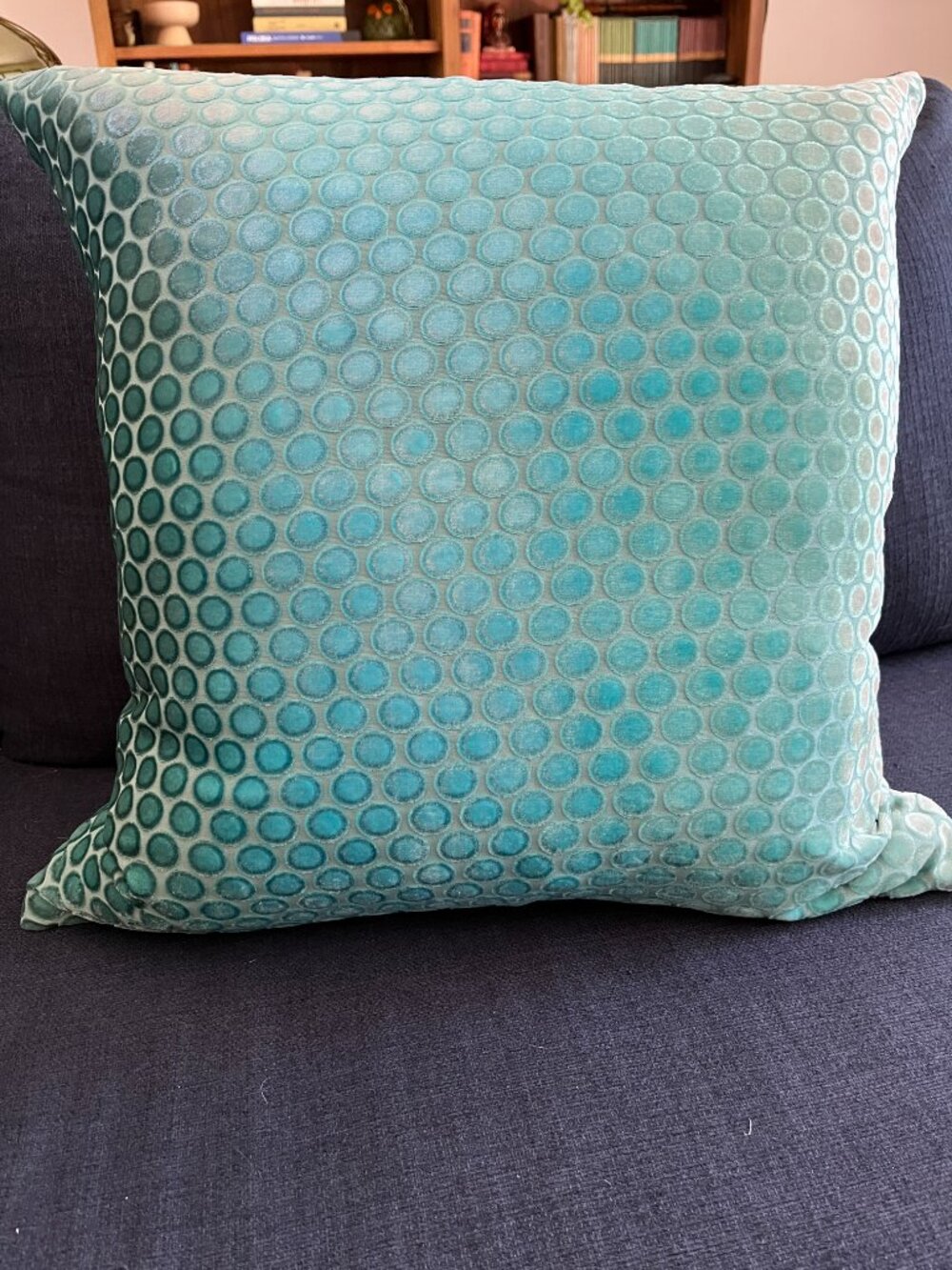 Kevin O’Brien Velvet Dots Pillow - Down Filled - Teal